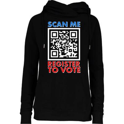 Scan Me QR Code Register To Vote Womens Funnel Neck Pullover Hood