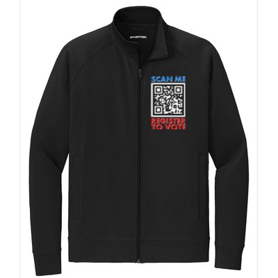 Scan Me QR Code Register To Vote Stretch Full-Zip Cadet Jacket