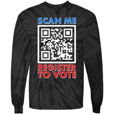 Scan Me QR Code Register To Vote Tie-Dye Long Sleeve Shirt