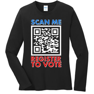 Scan Me QR Code Register To Vote Ladies Long Sleeve Shirt
