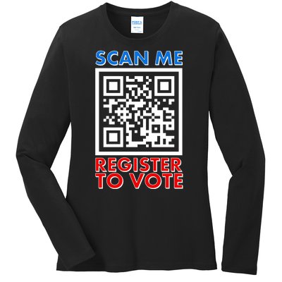 Scan Me QR Code Register To Vote Ladies Long Sleeve Shirt