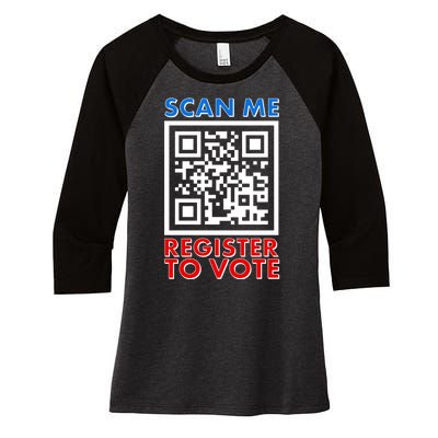 Scan Me QR Code Register To Vote Women's Tri-Blend 3/4-Sleeve Raglan Shirt