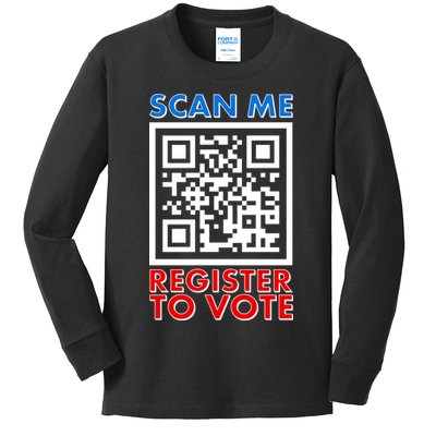 Scan Me QR Code Register To Vote Kids Long Sleeve Shirt
