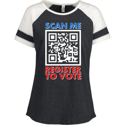 Scan Me QR Code Register To Vote Enza Ladies Jersey Colorblock Tee