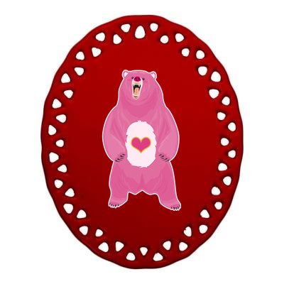 Scare Bear Ceramic Oval Ornament