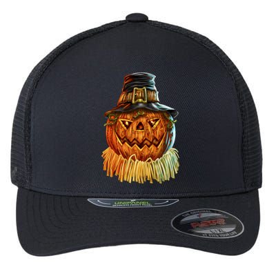 Scarecrow Pumpkin Halloween Flexfit Unipanel Trucker Cap