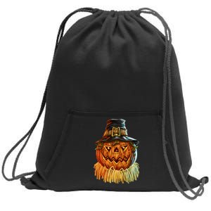 Scarecrow Pumpkin Halloween Sweatshirt Cinch Pack Bag