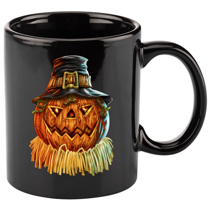 Scarecrow Pumpkin Halloween 11oz C Handle Ceramic Mug