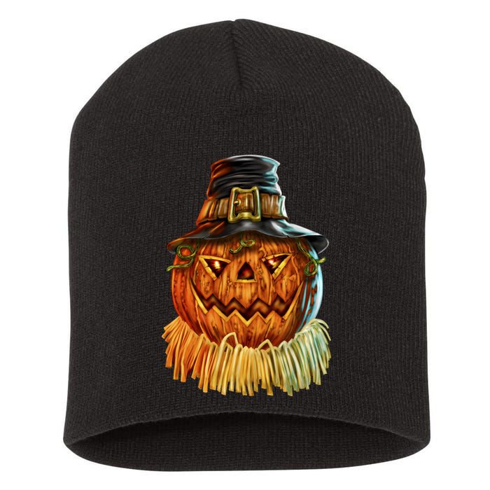 Scarecrow Pumpkin Halloween Short Acrylic Beanie