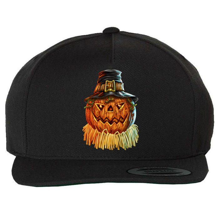Scarecrow Pumpkin Halloween Wool Snapback Cap