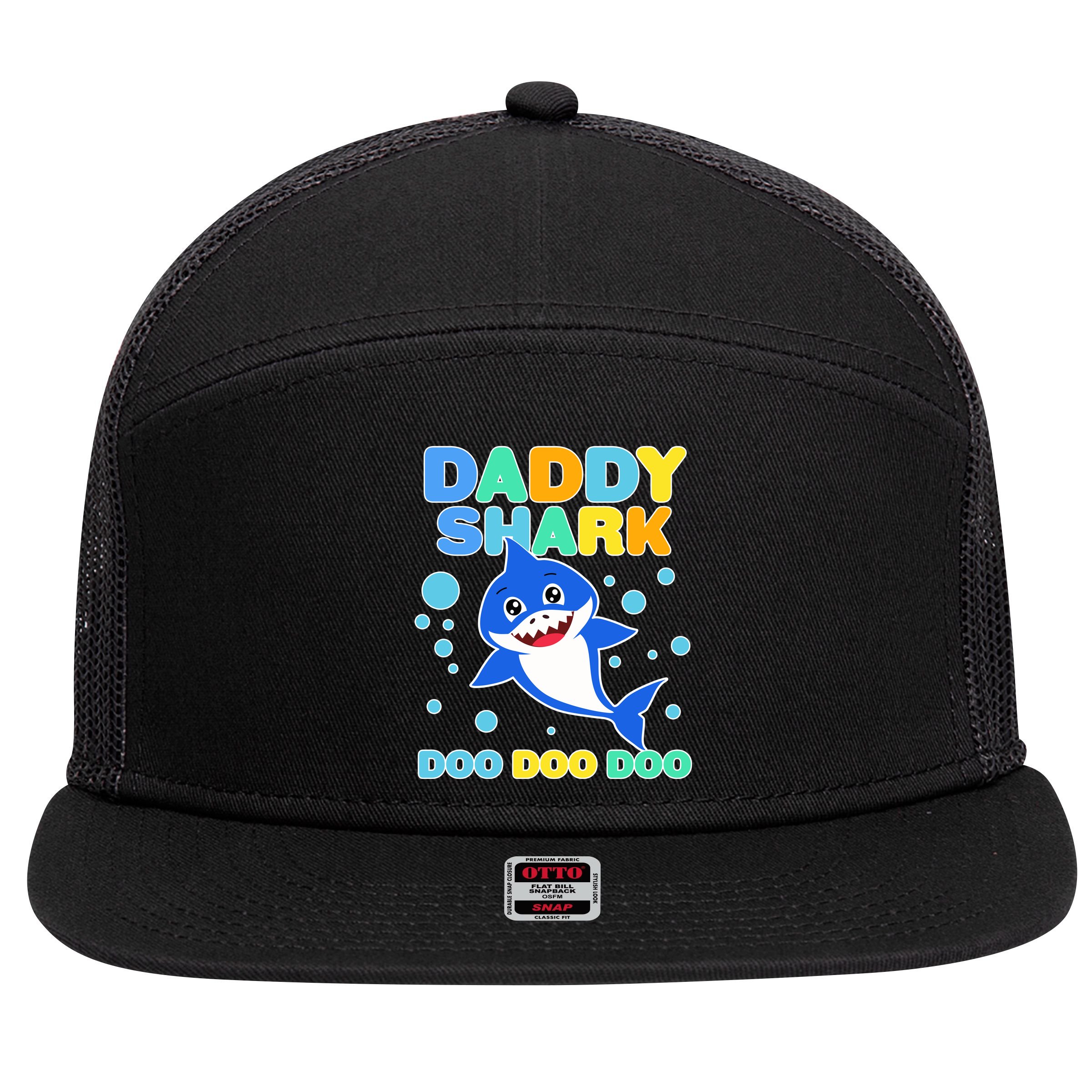 Scary Daddy Shark Doo Doo Doo Halloween 7 Panel Mesh Trucker Snapback Hat