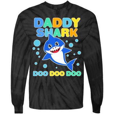 Scary Daddy Shark Doo Doo Doo Halloween Tie-Dye Long Sleeve Shirt