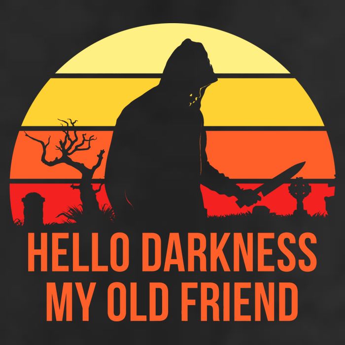 Scary Hello Darkness My Old Friend 7 Panel Mesh Trucker Snapback Hat