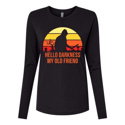 Scary Hello Darkness My Old Friend Womens Cotton Relaxed Long Sleeve T-Shirt