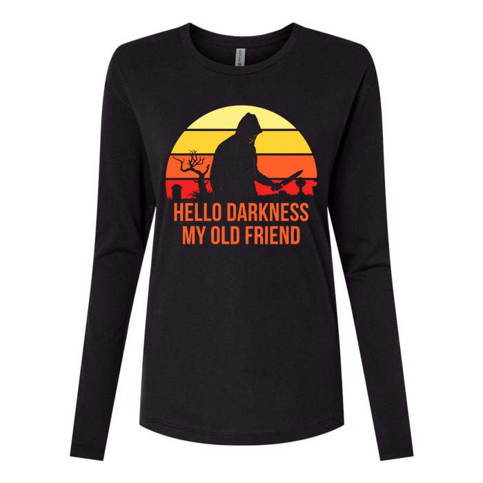 Scary Hello Darkness My Old Friend Womens Cotton Relaxed Long Sleeve T-Shirt