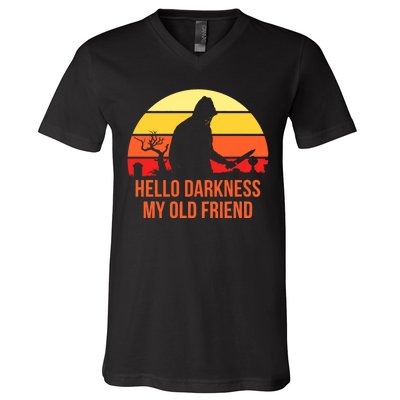 Scary Hello Darkness My Old Friend V-Neck T-Shirt