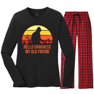 Scary Hello Darkness My Old Friend Women's Long Sleeve Flannel Pajama Set 