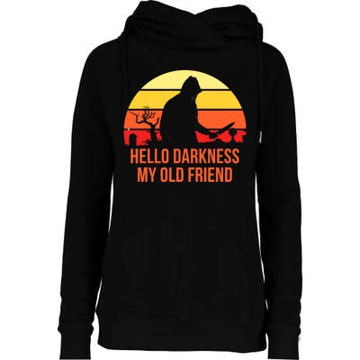 Scary Hello Darkness My Old Friend Womens Funnel Neck Pullover Hood