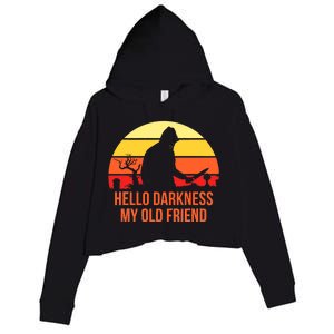 Scary Hello Darkness My Old Friend Crop Fleece Hoodie