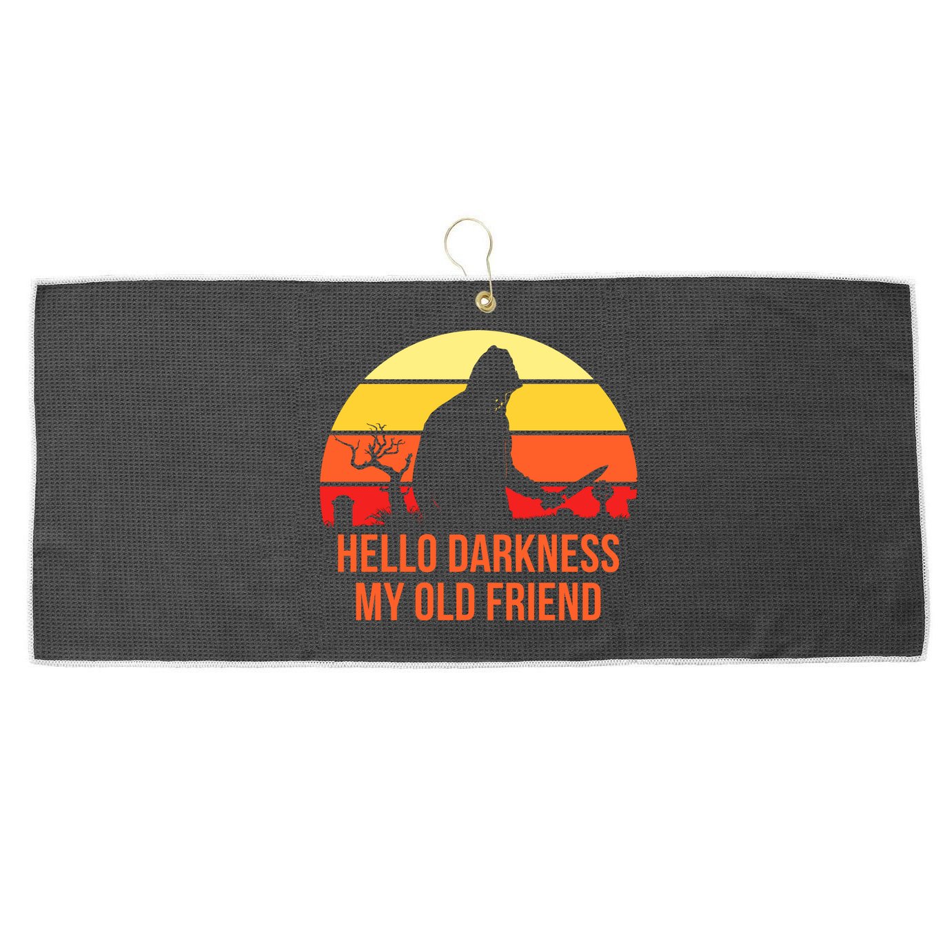 Scary Hello Darkness My Old Friend Large Microfiber Waffle Golf Towel