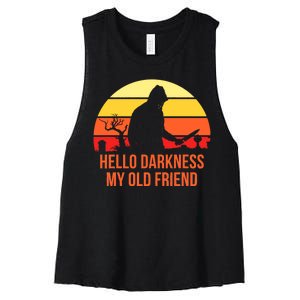 Scary Hello Darkness My Old Friend Women's Racerback Cropped Tank