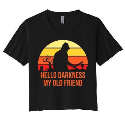 Scary Hello Darkness My Old Friend Women's Crop Top Tee