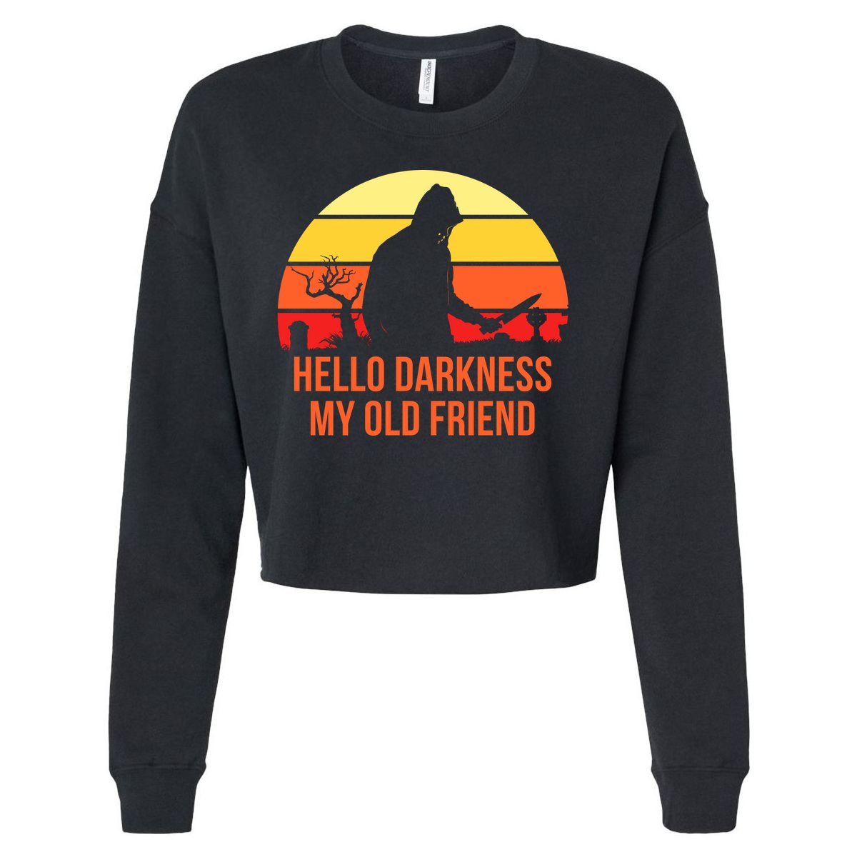 Scary Hello Darkness My Old Friend Cropped Pullover Crew