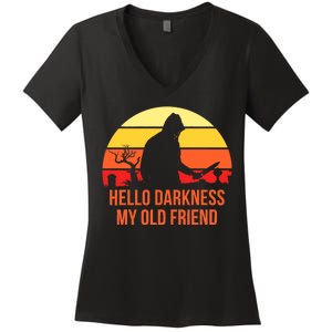 Scary Hello Darkness My Old Friend Women's V-Neck T-Shirt