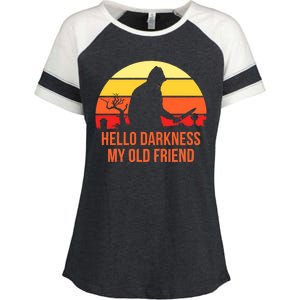 Scary Hello Darkness My Old Friend Enza Ladies Jersey Colorblock Tee