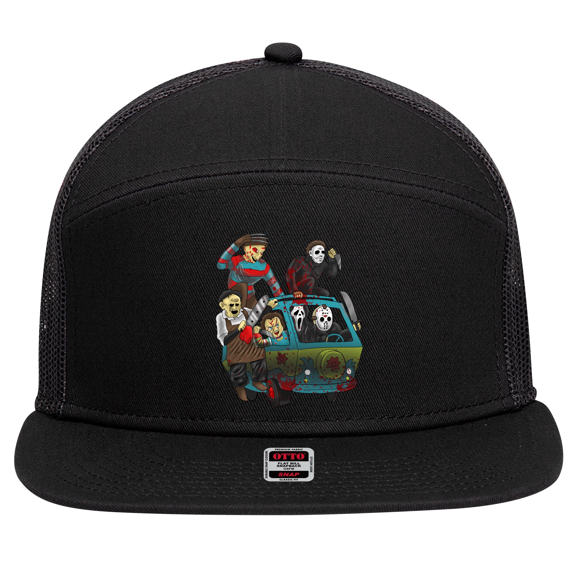 Scary Holocaust Machine Van Movie Characters 7 Panel Mesh Trucker Snapback Hat