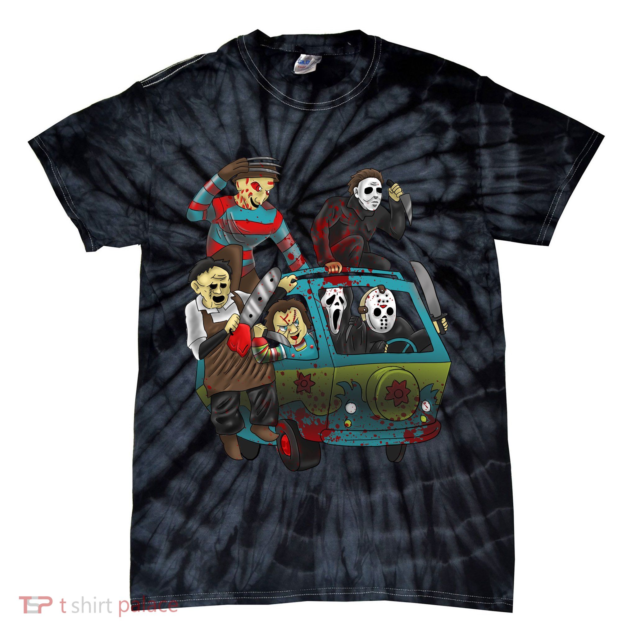 Scary Holocaust Machine Van Movie Characters Tie-Dye T-Shirt