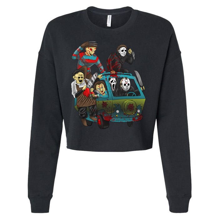 Scary Holocaust Machine Van Movie Characters Cropped Pullover Crew