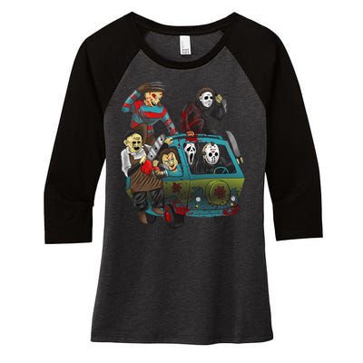 Scary Holocaust Machine Van Movie Characters Women's Tri-Blend 3/4-Sleeve Raglan Shirt