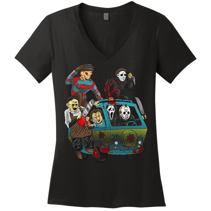 Scary Holocaust Machine Van Movie Characters Women's V-Neck T-Shirt