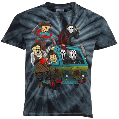 Scary Holocaust Machine Van Movie Characters Kids Tie-Dye T-Shirt