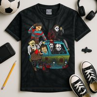 Scary Holocaust Machine Van Movie Characters Kids Tie-Dye T-Shirt