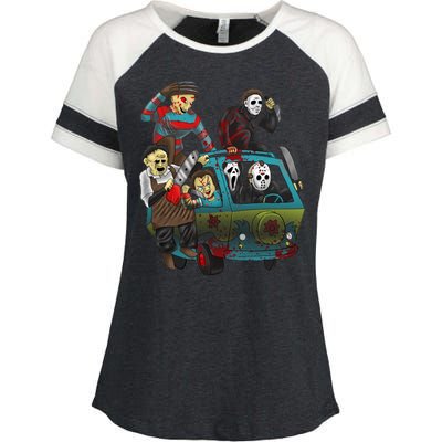 Scary Holocaust Machine Van Movie Characters Enza Ladies Jersey Colorblock Tee