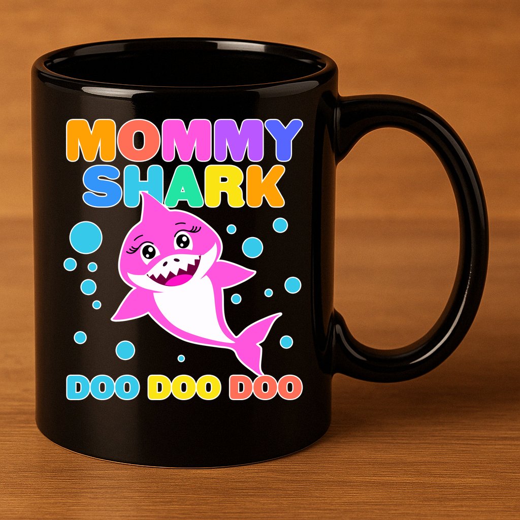 Scary Mommy Shark Doo Doo Doo Halloween 11oz C Handle Ceramic Mug
