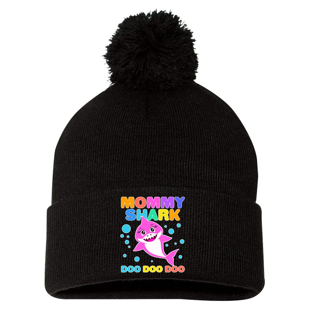 Scary Mommy Shark Doo Doo Doo Halloween Pom Pom 12in Knit Beanie