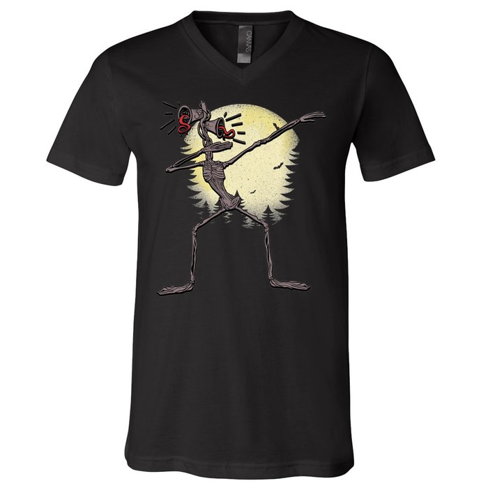 Scary Siren Head Monster Dabbing V-Neck T-Shirt