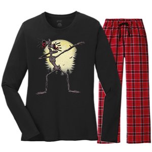 Scary Siren Head Monster Dabbing Women's Long Sleeve Flannel Pajama Set 