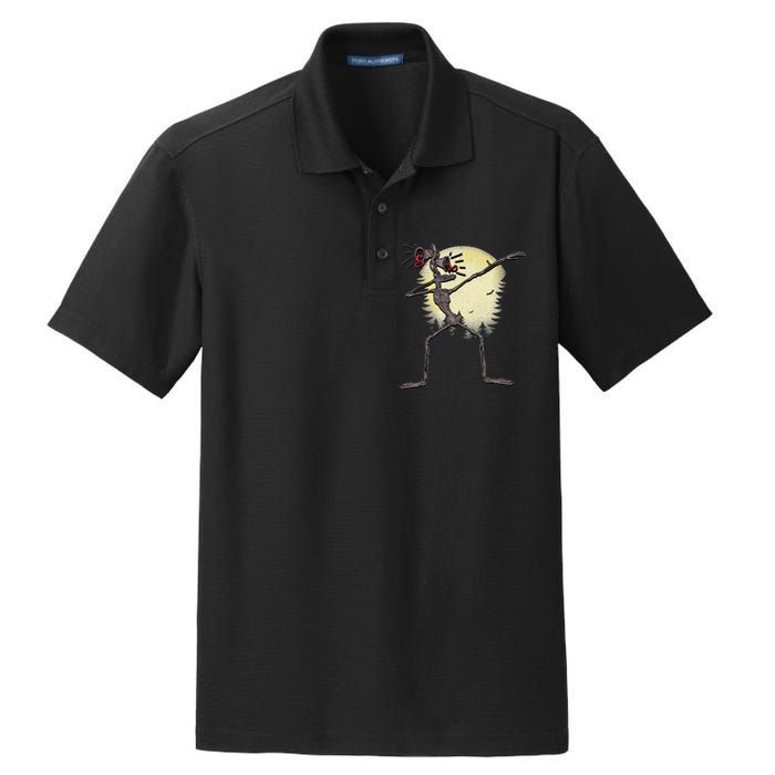 Scary Siren Head Monster Dabbing Dry Zone Grid Polo