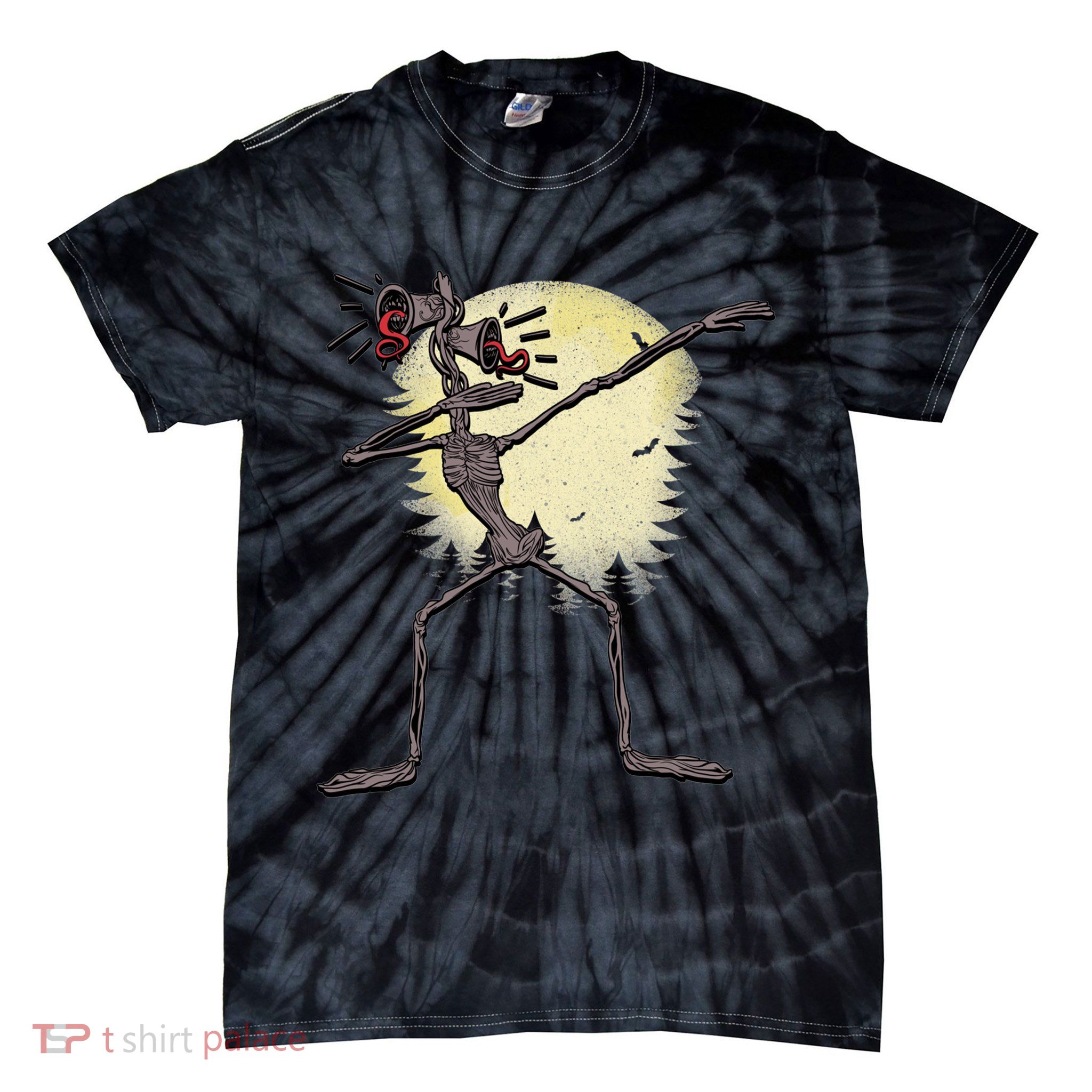 Scary Siren Head Monster Dabbing Tie-Dye T-Shirt