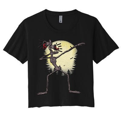Scary Siren Head Monster Dabbing Crop Top