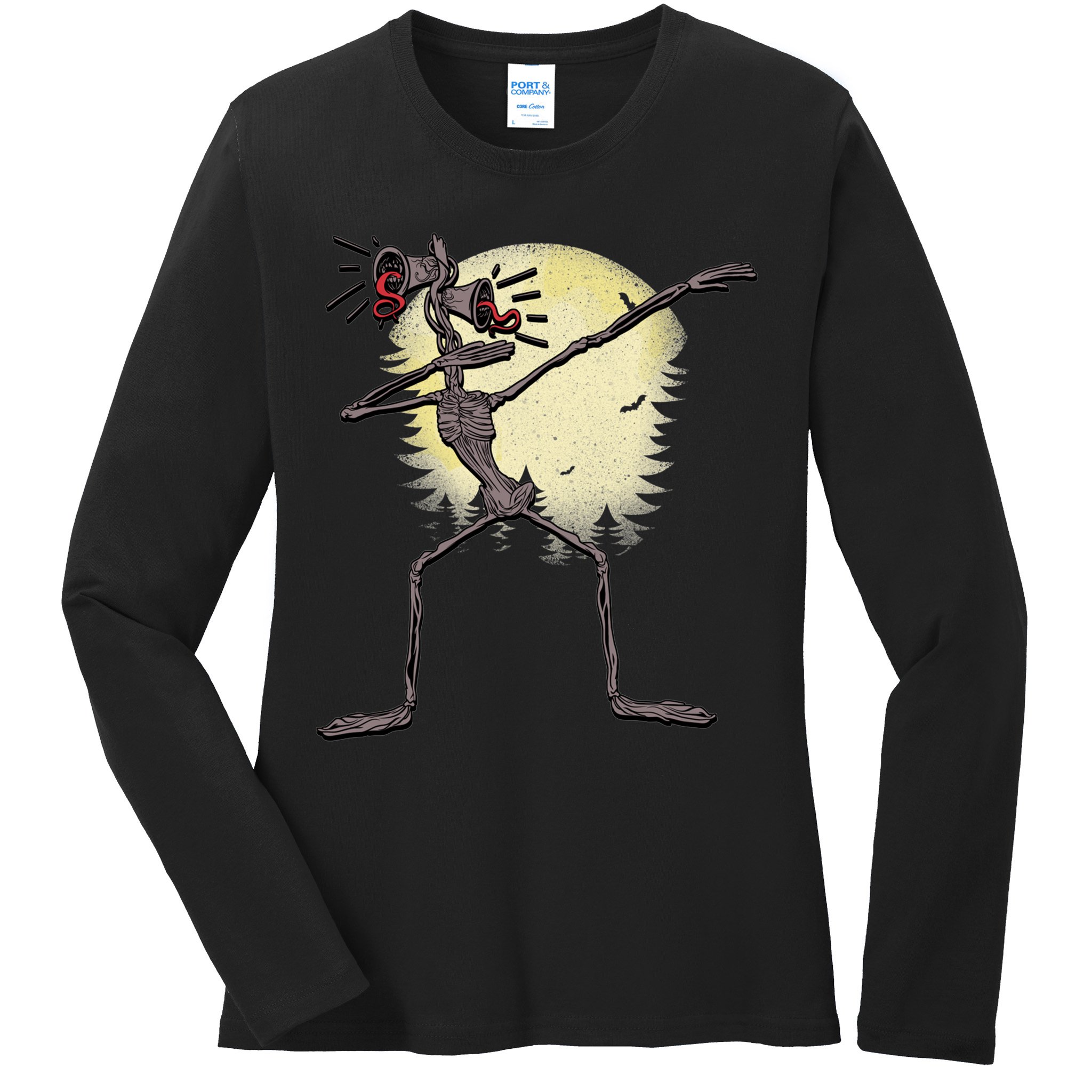 Scary Siren Head Monster Dabbing Ladies Long Sleeve Shirt