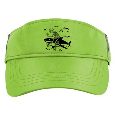 Scary Skeleton Riding Shark Adult Drive Performance Visor