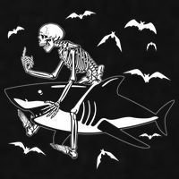 Scary Skeleton Riding Shark Ladies PosiCharge Tri-Blend Wicking Tank