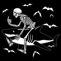 Scary Skeleton Riding Shark Backpack