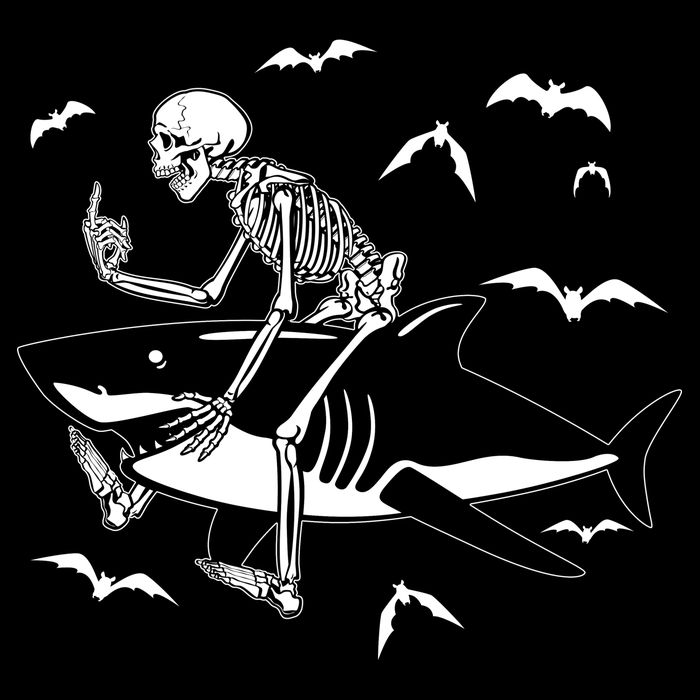 Scary Skeleton Riding Shark Backpack