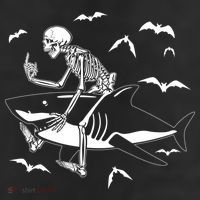 Scary Skeleton Riding Shark Adult Drive Performance Visor